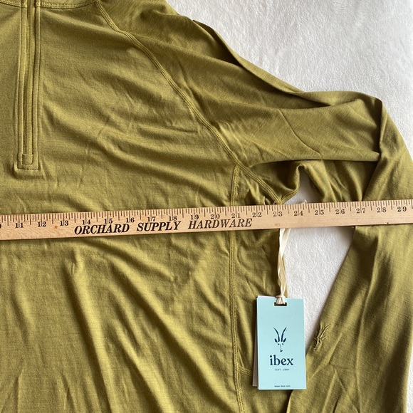 Ibex Indie Hoodie Merino Wool Mens 2XL Athletic Fit Olive Lightweight 1/4 Zip - Picture 5 of 14